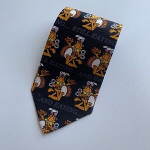 Garfield Tie 57" Black Orange Bunny‎ Ears Drum Beating Energizer Bunny Spoof